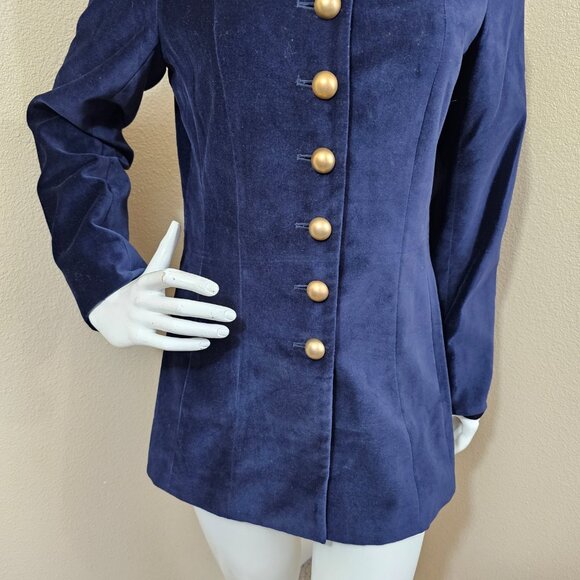 SOFT SURROUNDINGS Velvet Navy Button Down Gorgeous Jacket~Size S - Picture 2 of 9